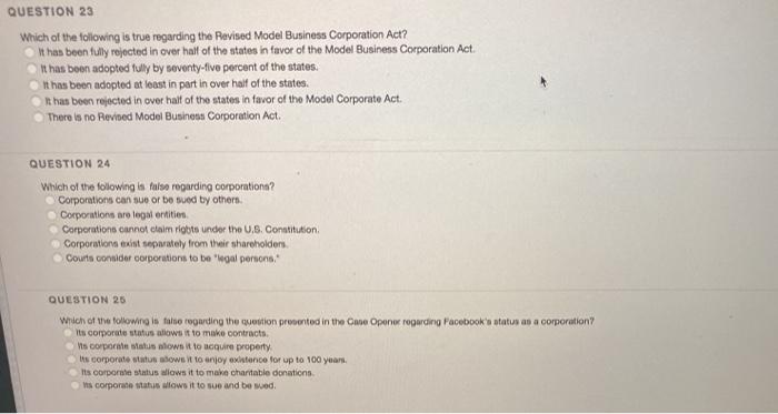 QUESTION 23 Which of the following is true