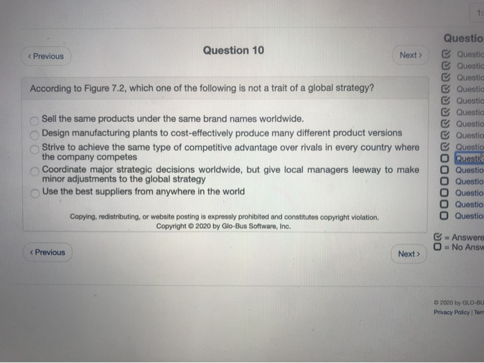 1: Question 10 < Previous Next  style=