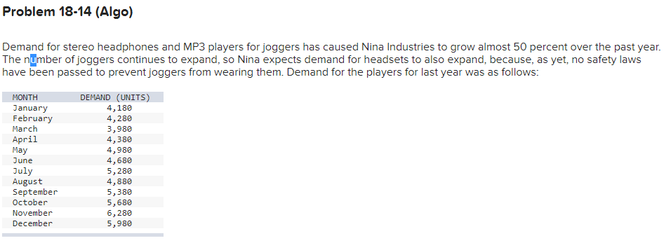 Problem 18-14 (Algo) Demand for stereo headphones