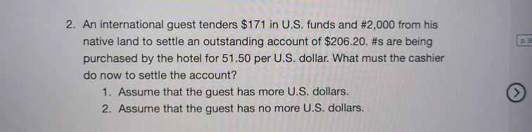 p. 3: 2. An international guest tenders $171 in