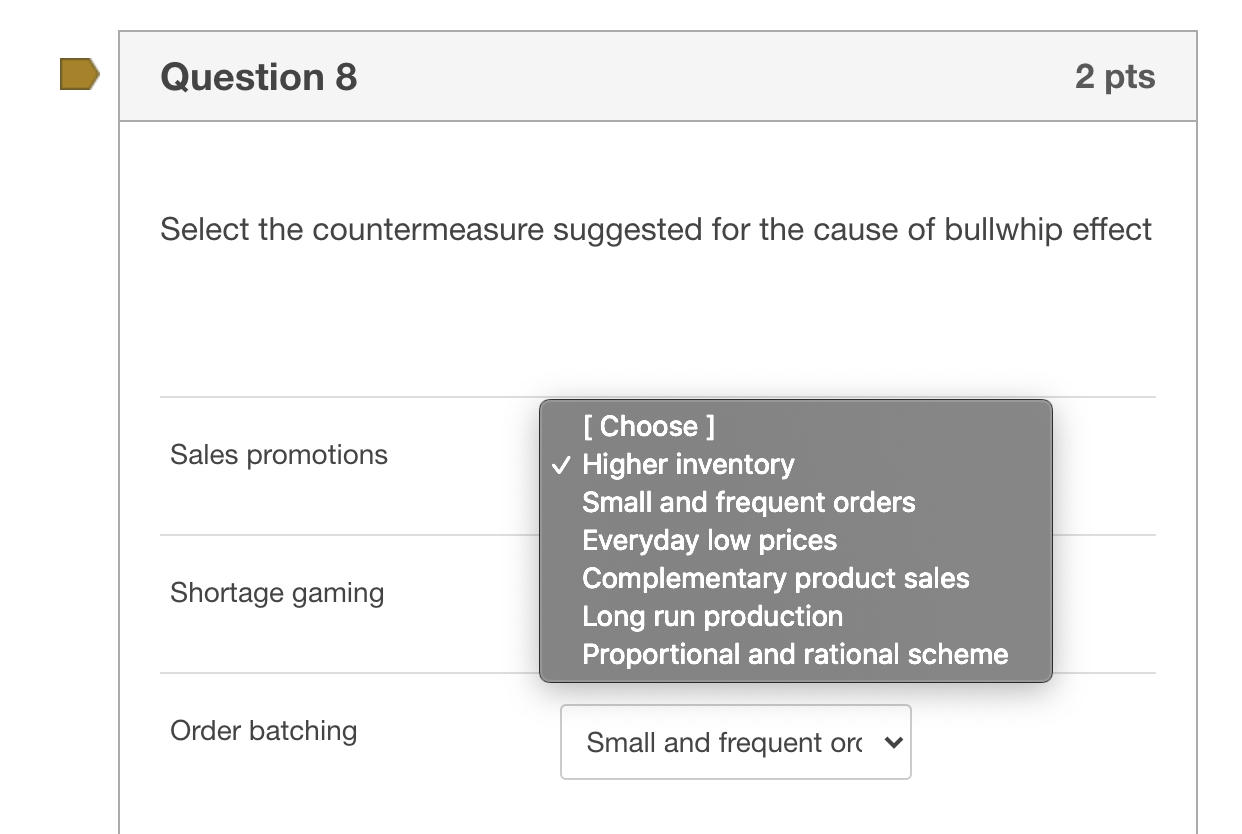 HELP Question 8 2 pts Select the countermeasure