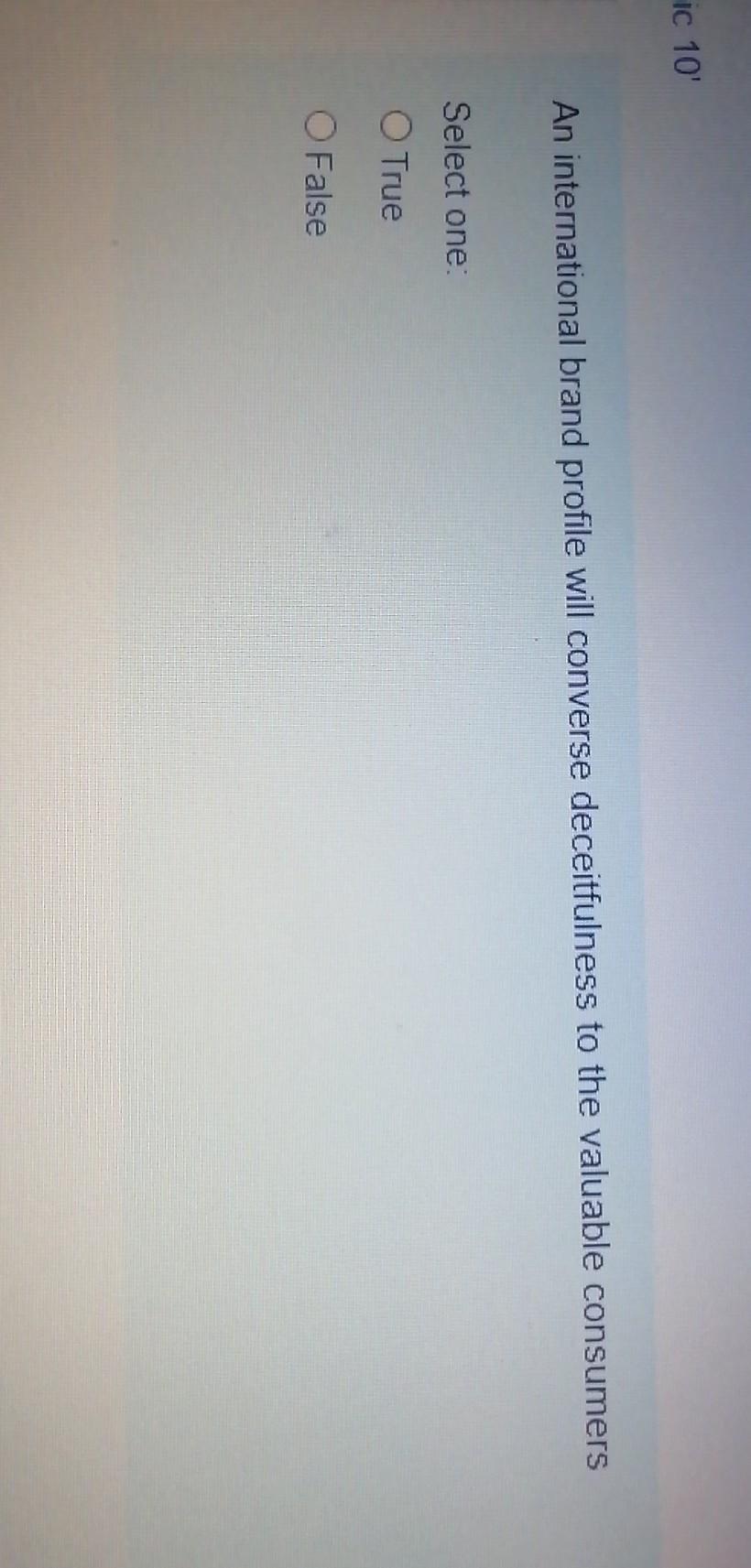 ic 10 An international brand profile will