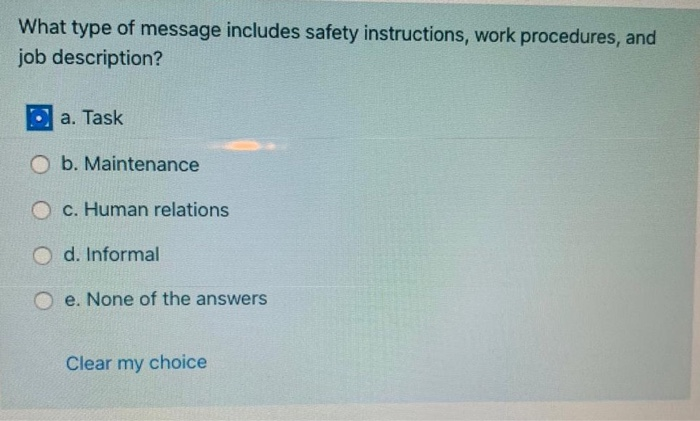 What type of message includes safety