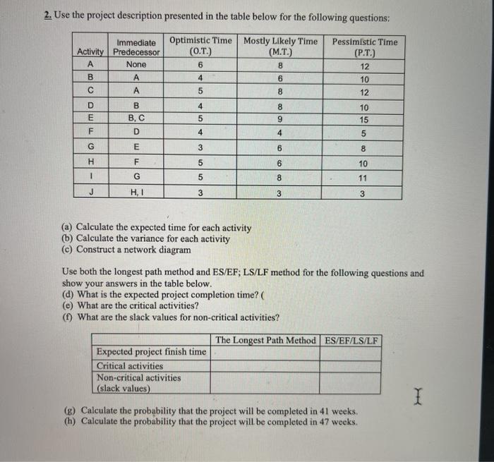 help! 2. Use the project description presented in
