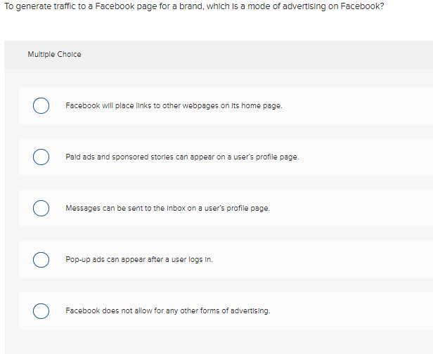 To generate traffic to a Facebook page for a