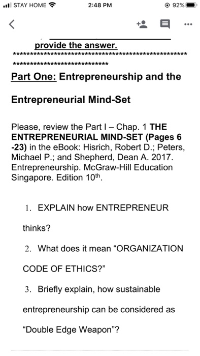 . STAY HOME 2:48 PM @ 92% ... T provide the