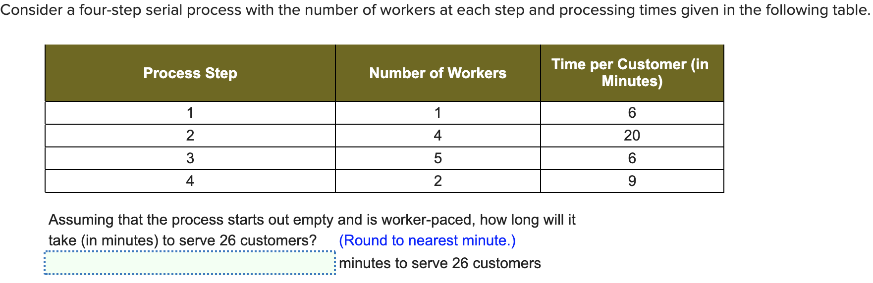 Consider a four-step serial process with the