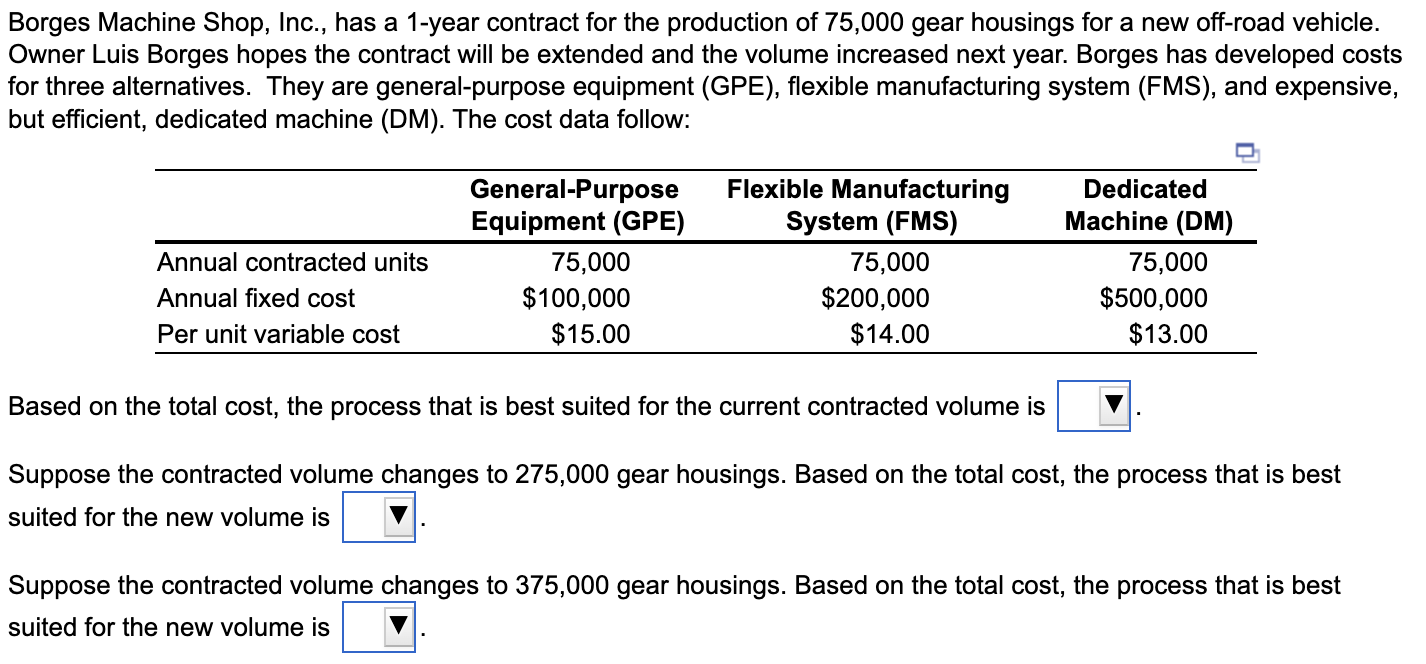 Borges Machine Shop, Inc., has a 1-year contract
