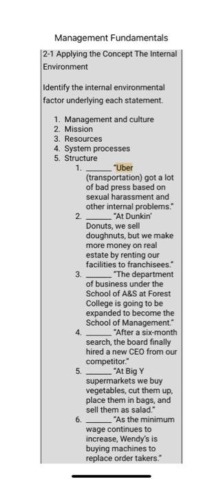 Management Fundamentals 2-1 Applying the Concept