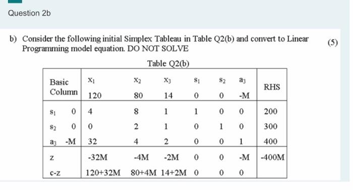 please answer fast Question 2b (5) b) Consider