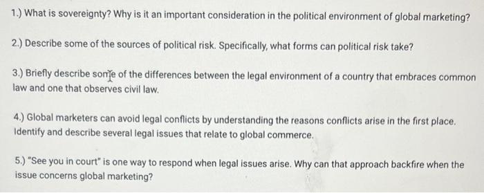 1.) What is sovereignty? Why is it an important