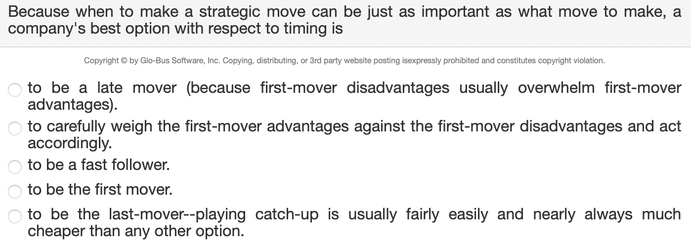 Because when to make a strategic move can be just