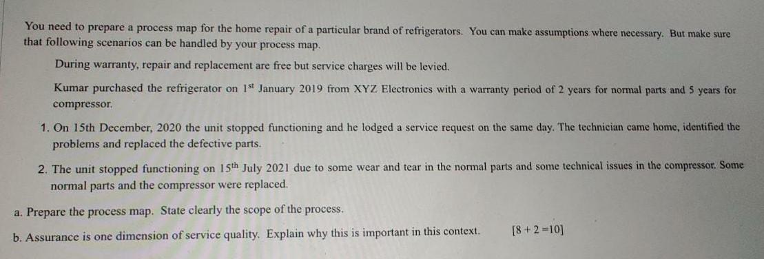 You need to prepare a process map for the home