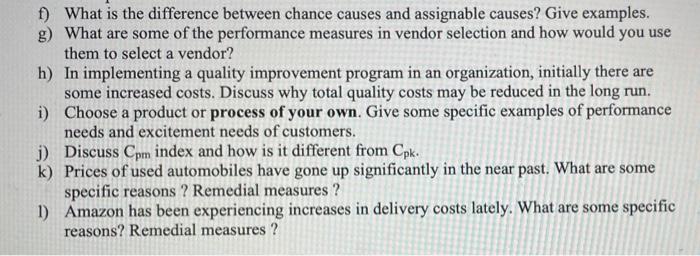 f) What is the difference between chance causes