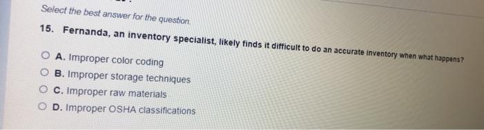 Question 13 of 20 : Select the best answer for