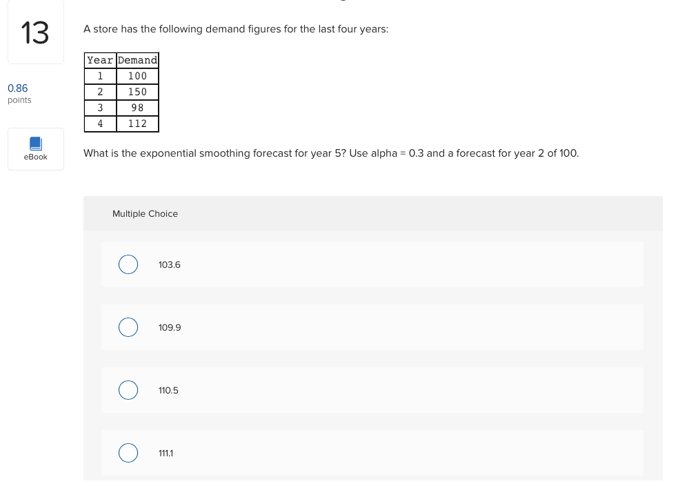 A store has the following demand figures for the