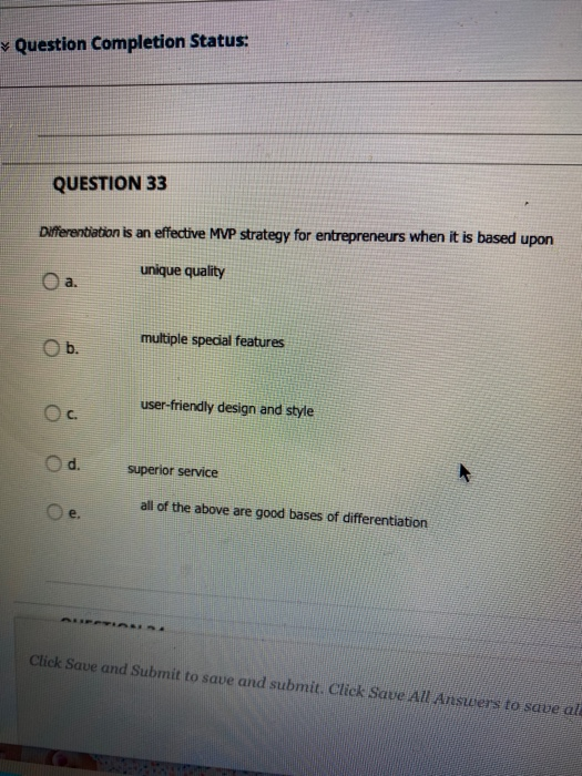 Question Completion Status: QUESTION 33
