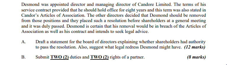 Desmond was appointed director and managing