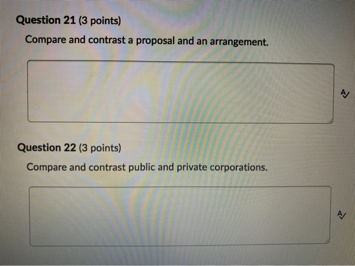 Question 21 (3 points) Compare and contrast a