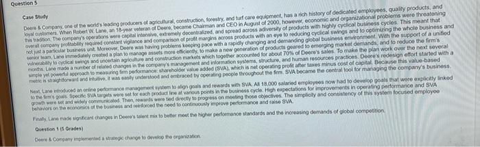 Question 5 Case Study Deere & Company, one of the