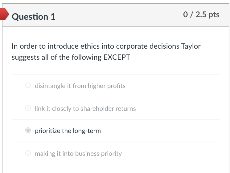 Prioritize the long-term is incorrect. Please