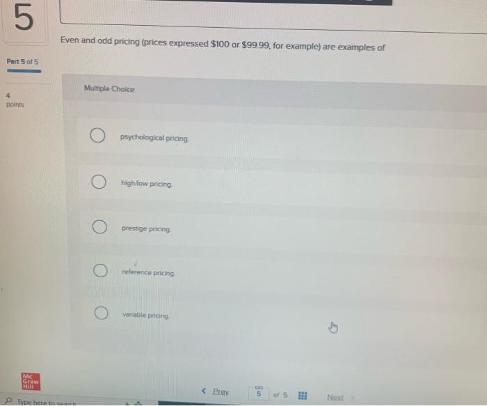 Even and odd pricing (prices expressed $100 or