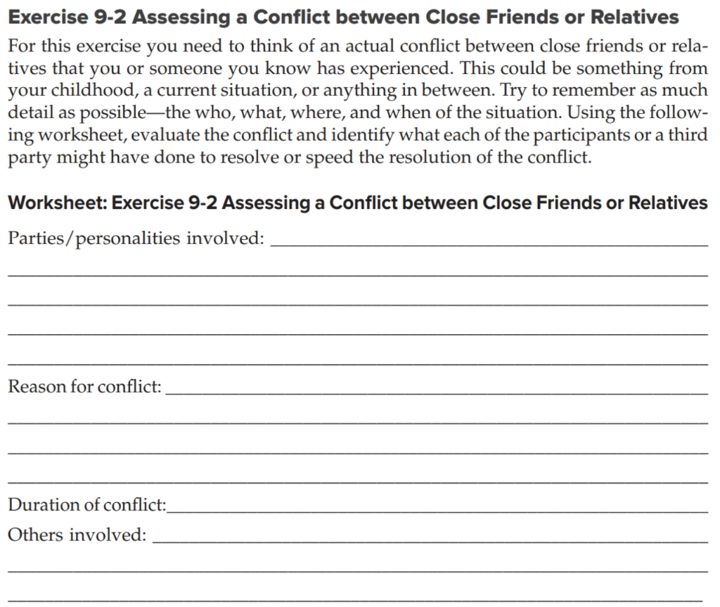 Exercise 9-2 Assessing a Conflict between Close