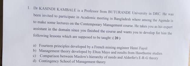 1. Dr KASINDI KAMBALE is a Professor from