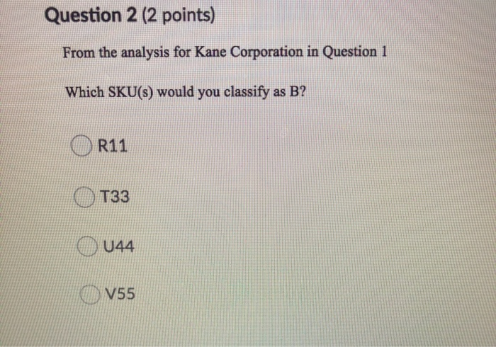 Question 5 (2 points) From the analysis for Kane