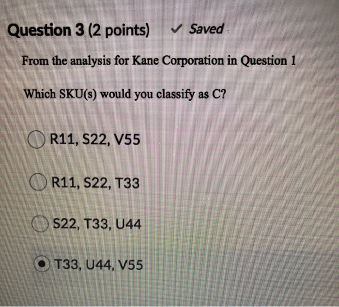 Question 5 (2 points) From the analysis for Kane
