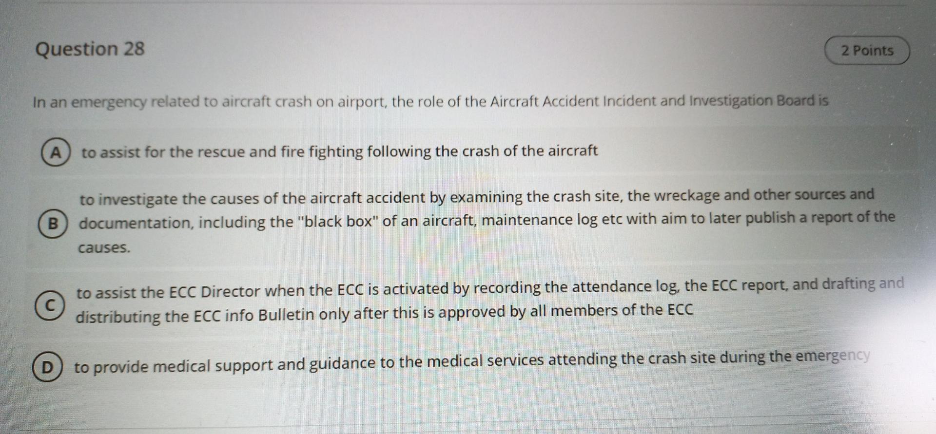 Question 28 2 Points In an emergency related to