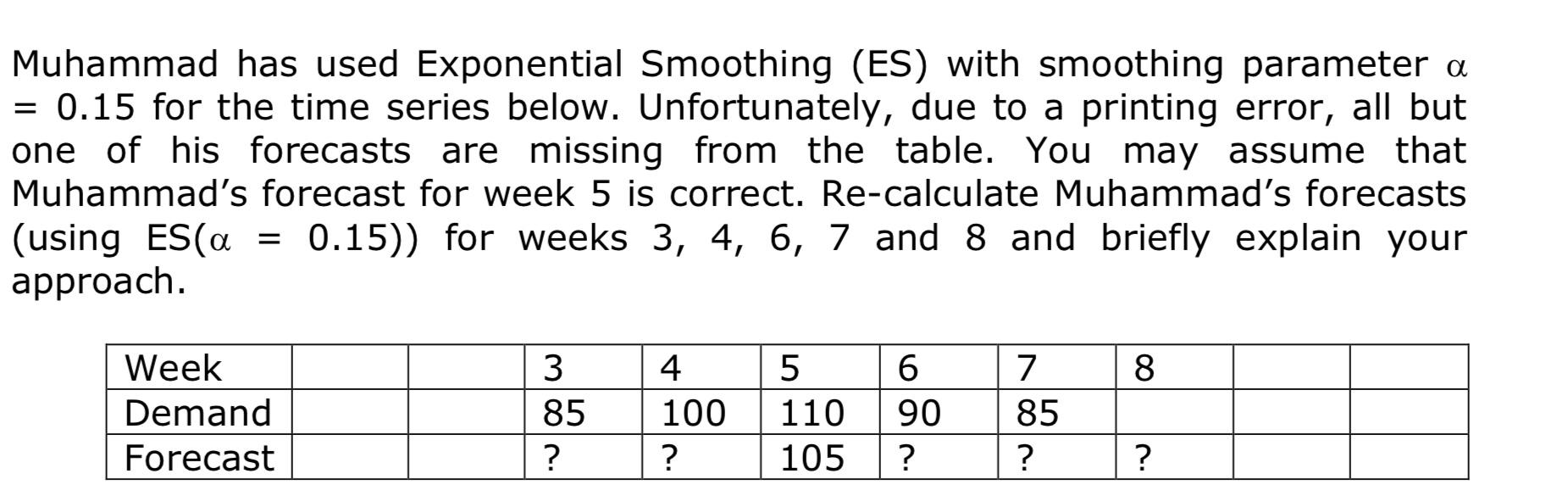 Use this formula: Ft+1 = aDt + (1- a)F Muhammad
