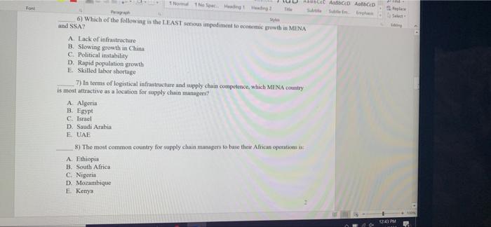 Nom TH1 ACEC Aabocco AD Style 6) Which of the