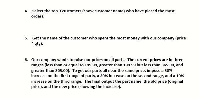 Please answer number 4 4. Select the top 3