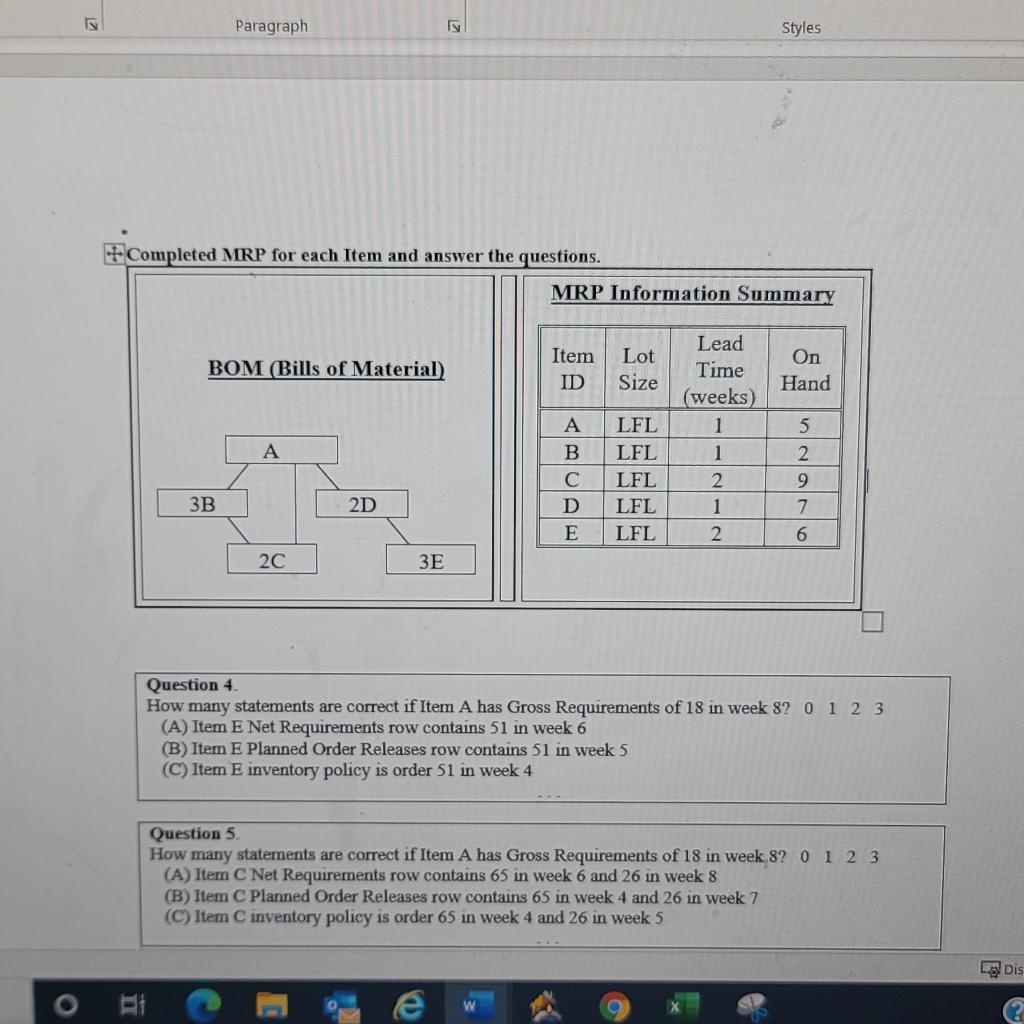 Just question 4 Paragraph Styles Completed MRP