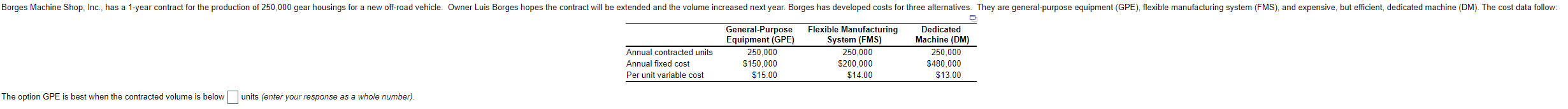 Question #1 Question #2 Borges Machine Shop,