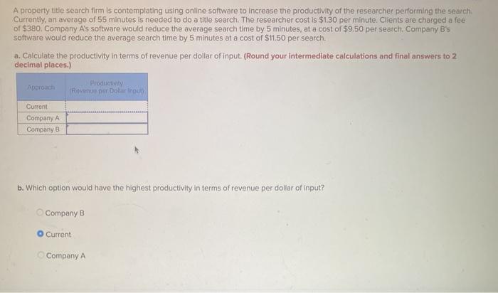 A property title search firm is contemplating