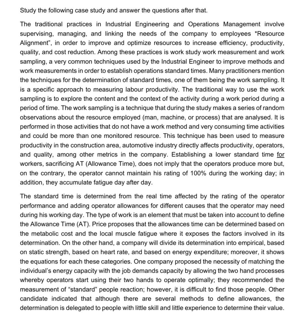 Study the following case study and answer the