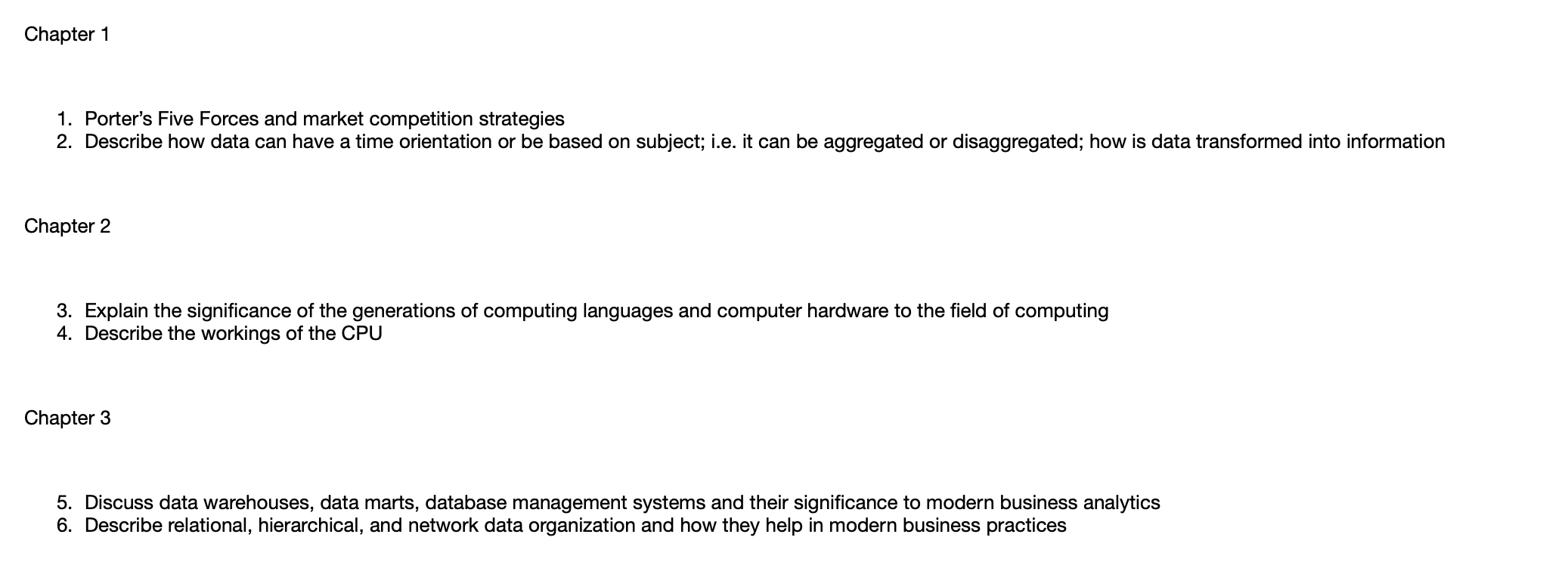 Chapter 1 1. Porter's Five Forces and market