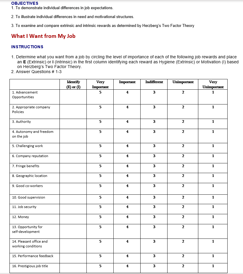 OBJECTIVES 1. To demonstrate individual