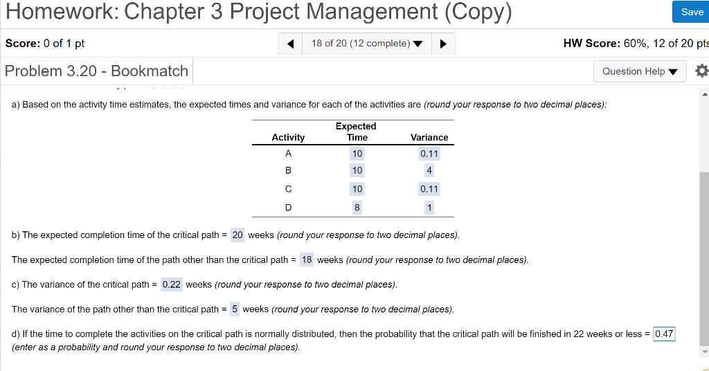 I need help with D Homework: Chapter 3 Project