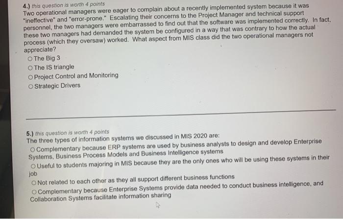 4.) this question is worth 4 points Two