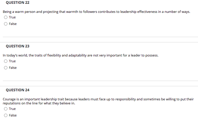 QUESTION 22 Being a warm person and projecting