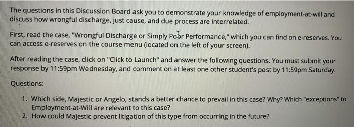 Wrongful Discharge or Simply "Poor Performance"?