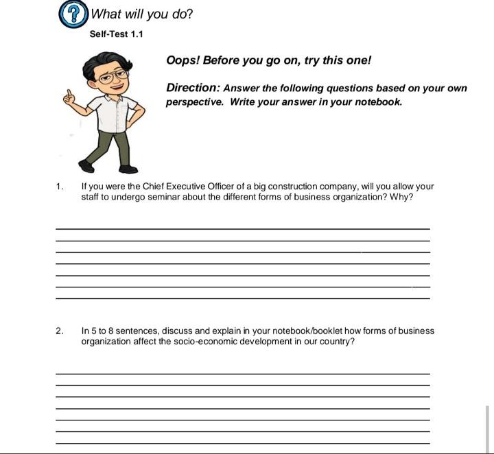 What will you do? Self-Test 1.1 Oops! Before you