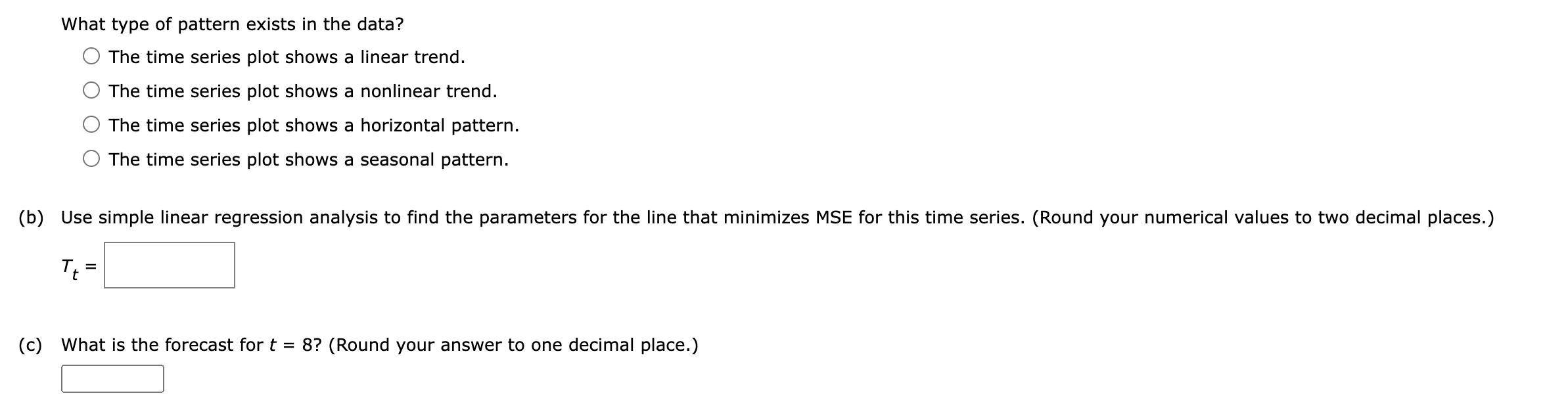 Consider the following time series. (a) Construct