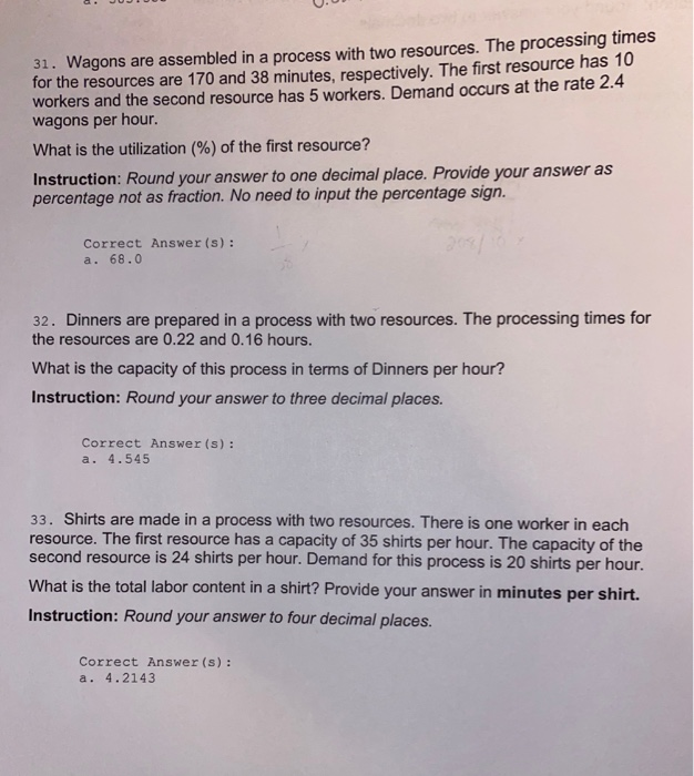 31. Wagons are assembled in a process with two