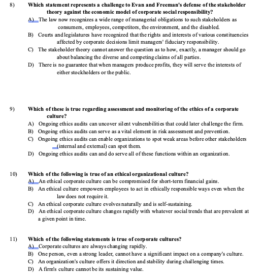 8) Which statement represents a challenge to Evan