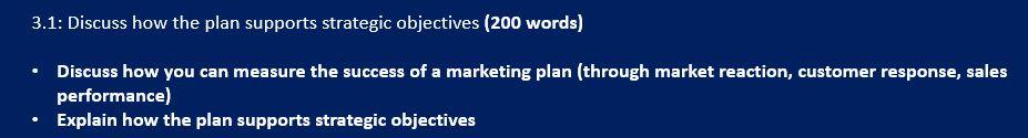 3.1: Discuss how the plan supports strategic