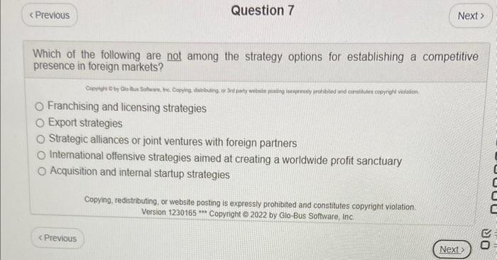Which of the following are not among the strategy